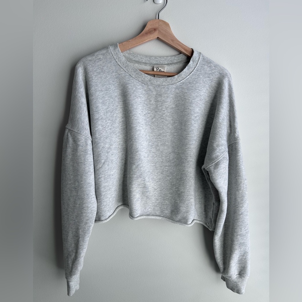 PGD Gray Crop Crew Neck Sweater